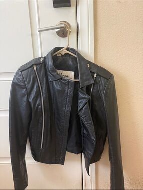 Wilsons Real Leather Black Moto-Style Leather Jacket